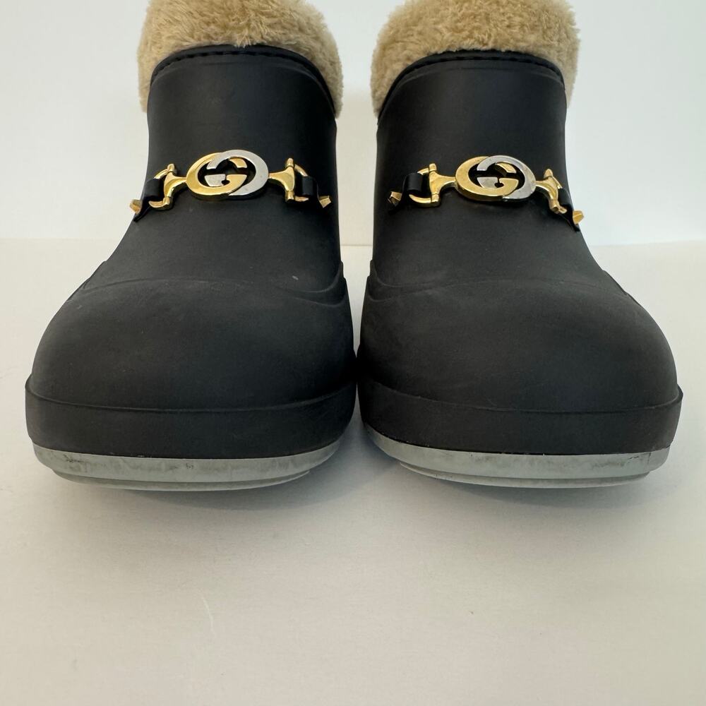 Gucci Crosby Rubber Ankle Boots Shearling Lining GG Horsebit Women's 40 (US10) - Picture 3 of 16